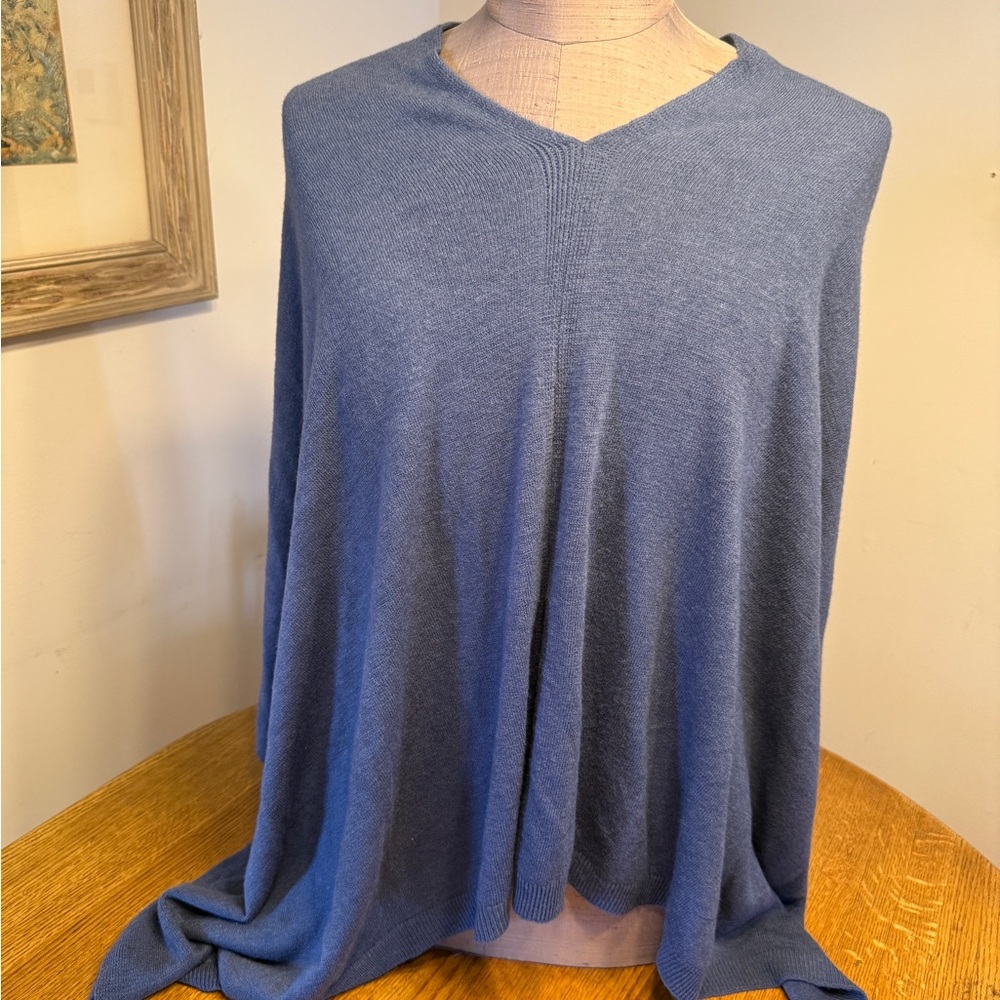 Blue V-Neck Poncho